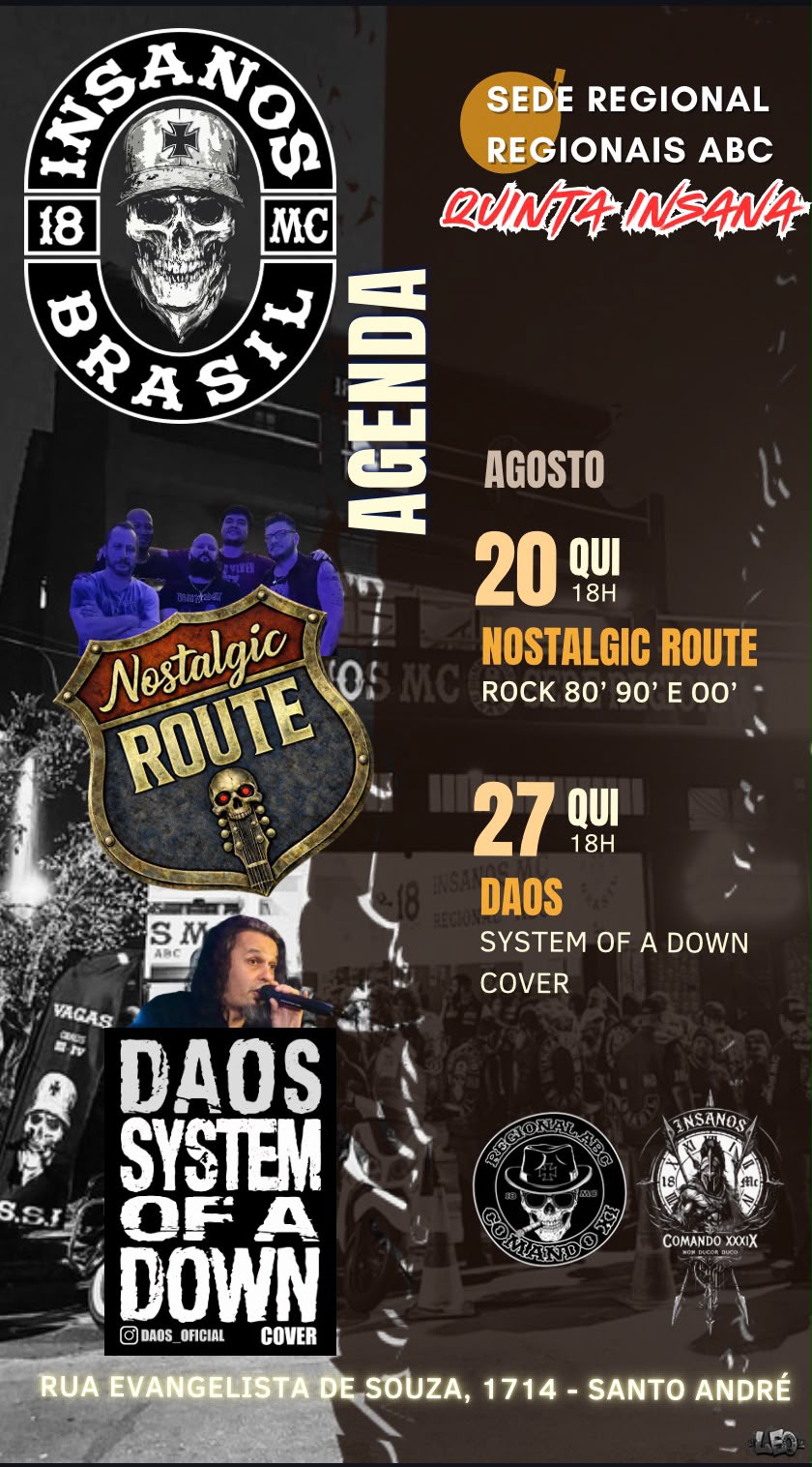 Flyer — Nostalgic Route na Sede Regional Insanos MC ABC